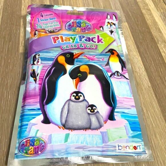 Lisa Frank play PAC grab and go penguin stickers coloring book crayon on the go - Picture 1 of 4